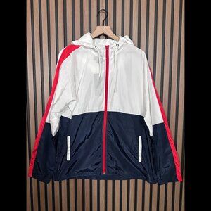 Beautiful Giant Windbreaker XL Mens Blue White Red Colorblock Zip Up Hoodie